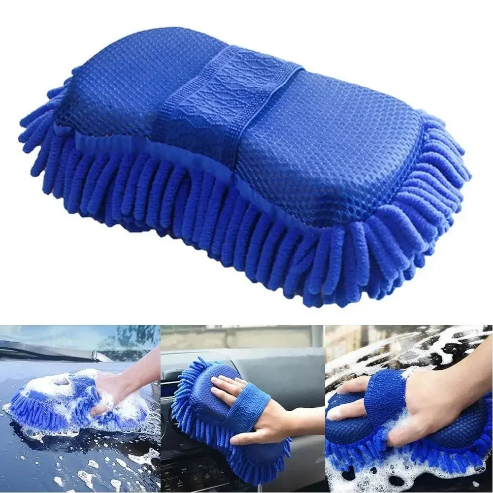 Blue Microfiber Chenille Car Wash Sponge Pad | Auto Detailing Car Wash Sponge Pad Qme