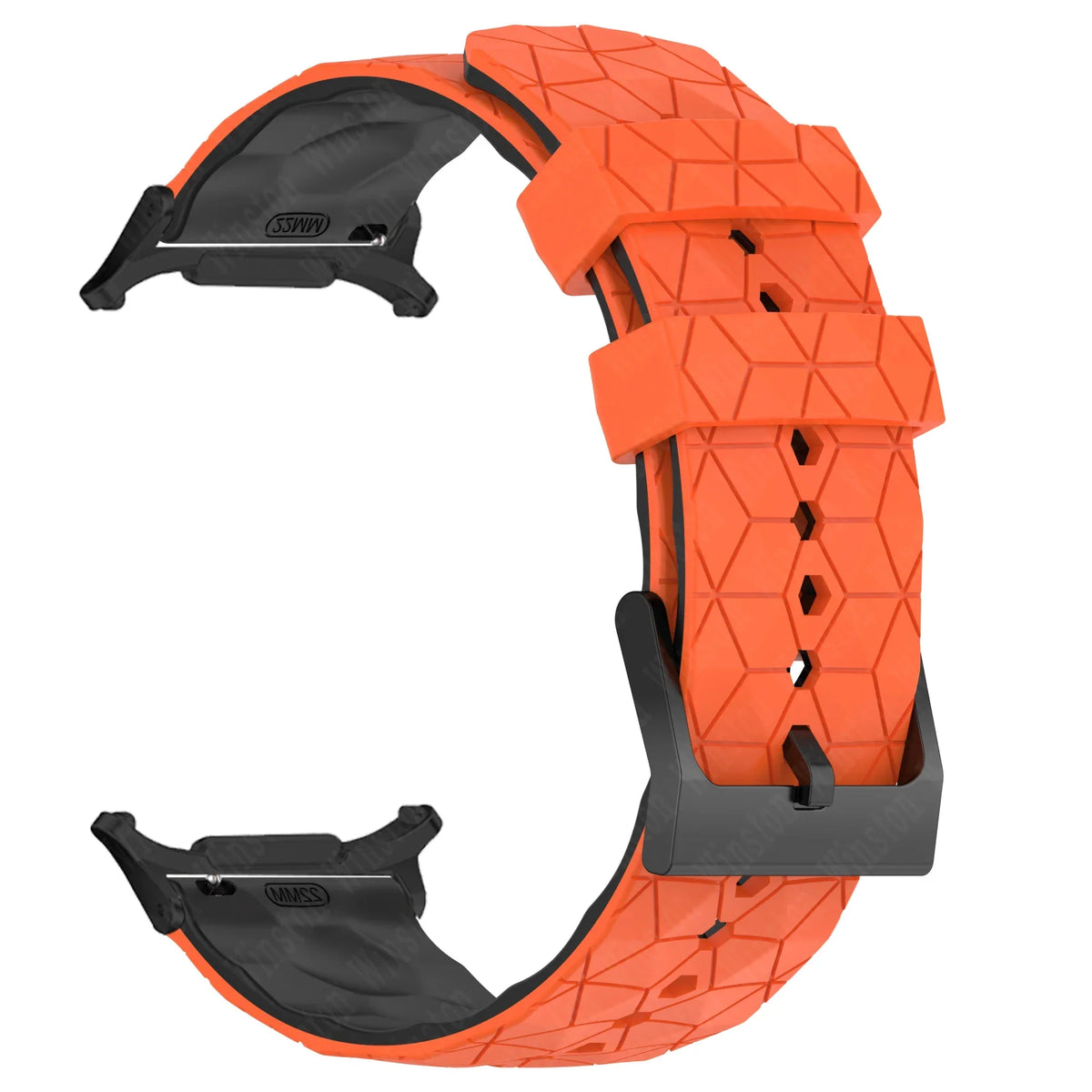 Silicone Sport Strap for Samsung Galaxy Watch 7 Ultra – 40 Colors Silicone Watch Strap Qme Orange Black-B Galaxy Watch 7 Ultra