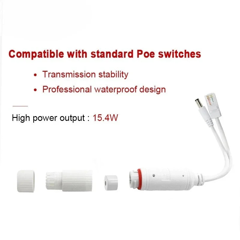 48V to 12V Waterproof POE Splitter Power Adapter Cable | IP Camera POE Splitter Adapter Qme