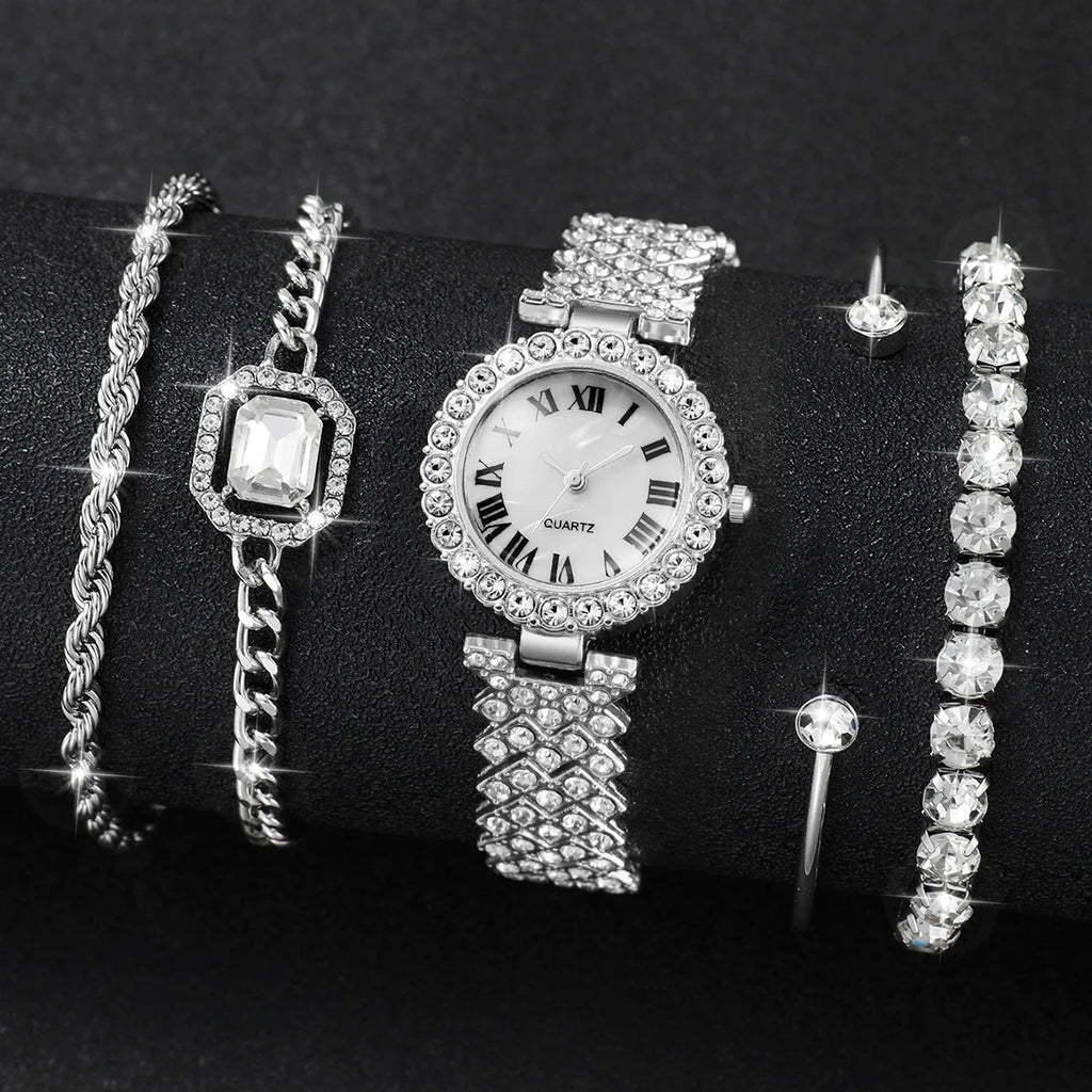 Women's Rhinestone Quartz Watch & Crystal Bracelet Set Crystal Bracelet Watch Qme