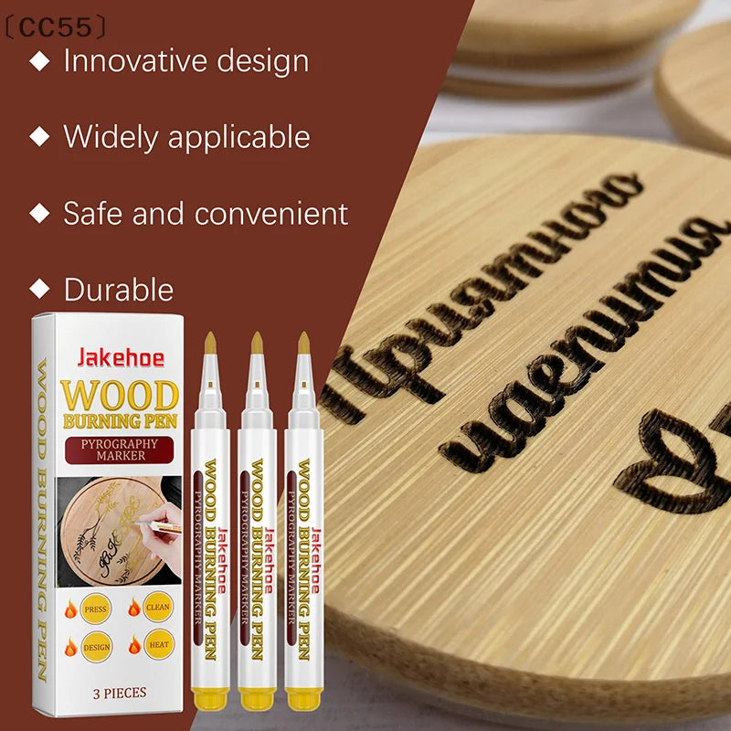 3-Pack Wood Burning Scorch Marker Pens – Heat Activated Wood Burning Markers Qst