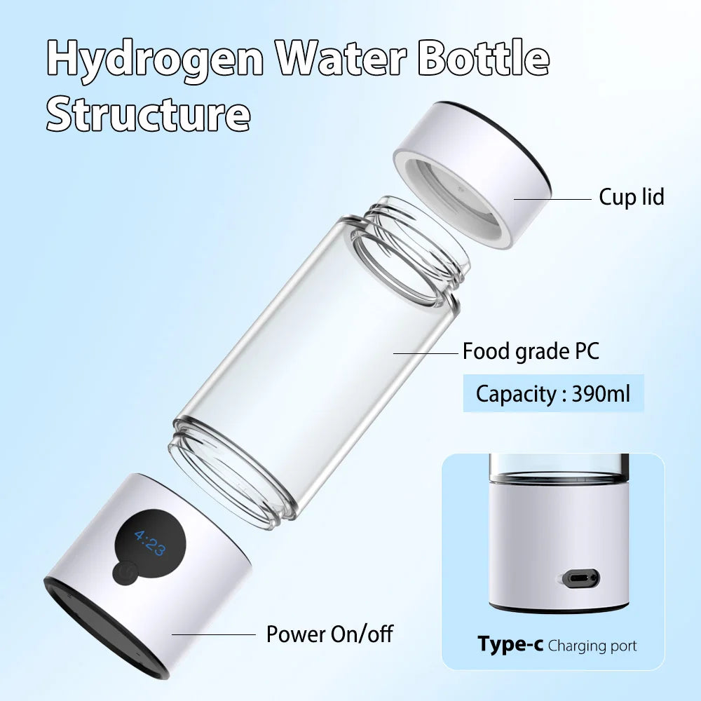 SUYZEKO Hydrogen Water Cup 6000ppb H2 Generator – 390ml Hydrogen Water Generator Qst