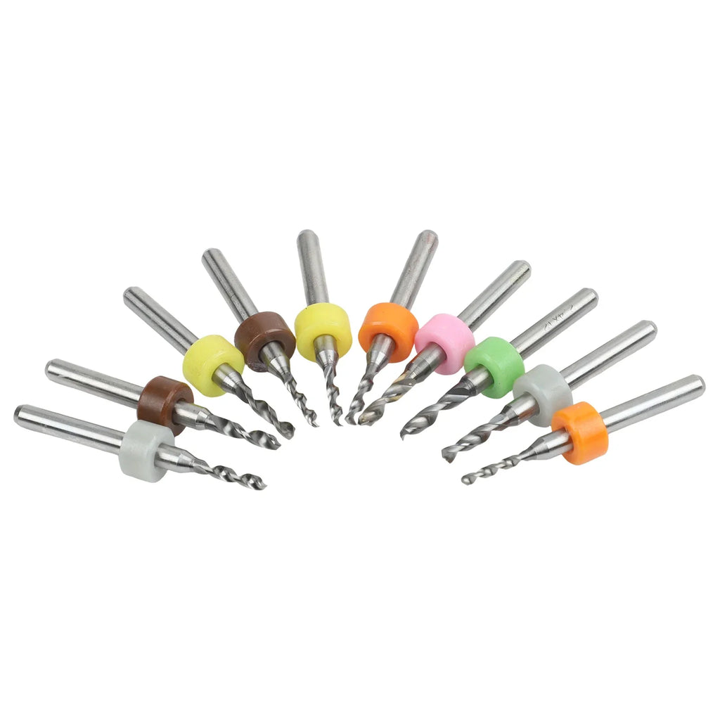 Coated PCB Milling Cutters Large Chip Space Drill Bits 10pc PCB Drill Bit Set Qme