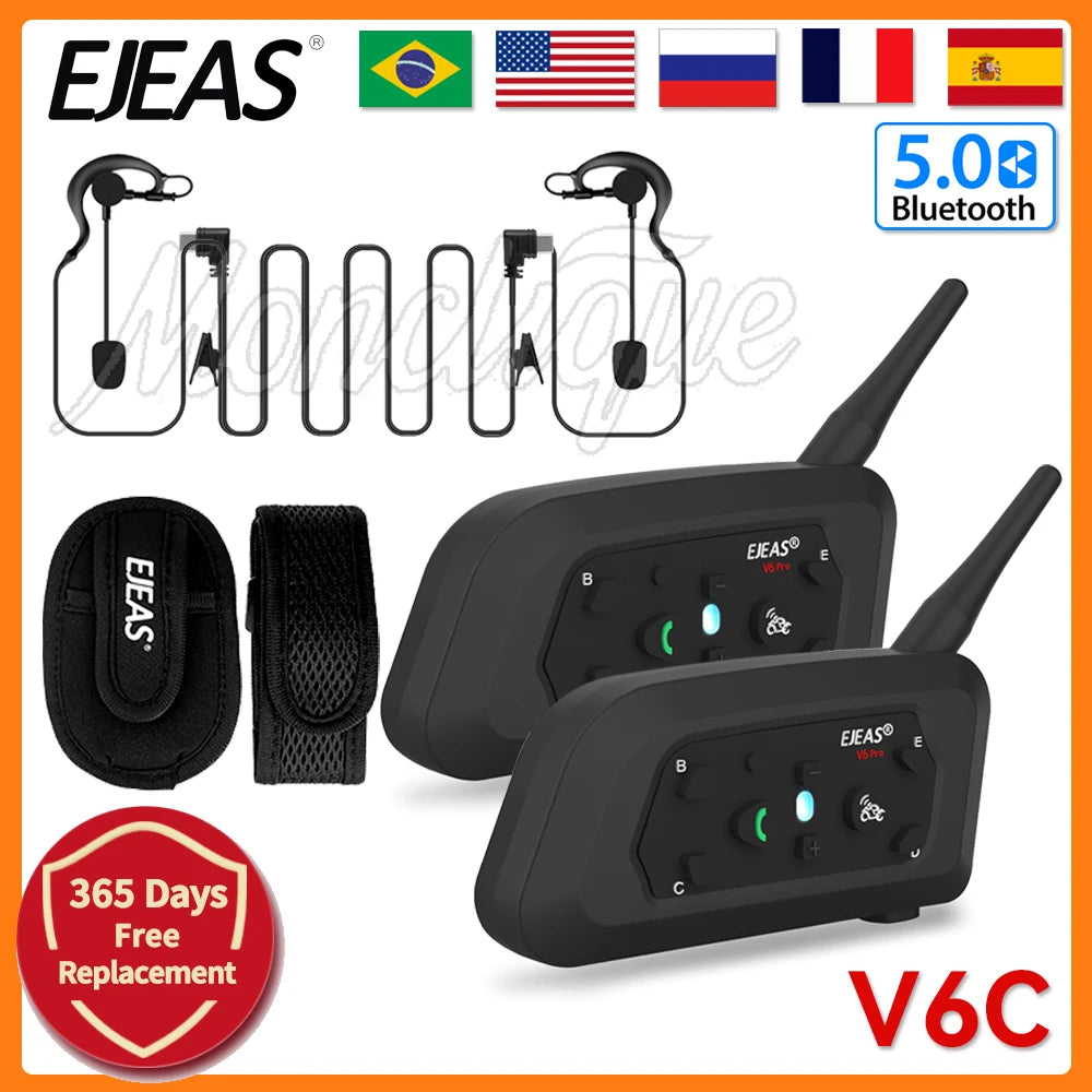 EJEAS V6C RPO Bluetooth Helmet Intercom – 800M Wireless Bluetooth Helmet Intercom Qst