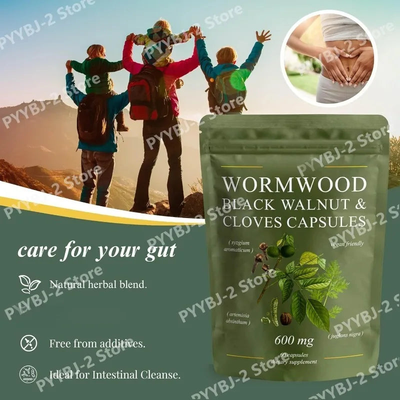 Wormwood Black Walnut Cloves Capsules 600mg | 60 Vegan Caps Herbal Supplement Qst