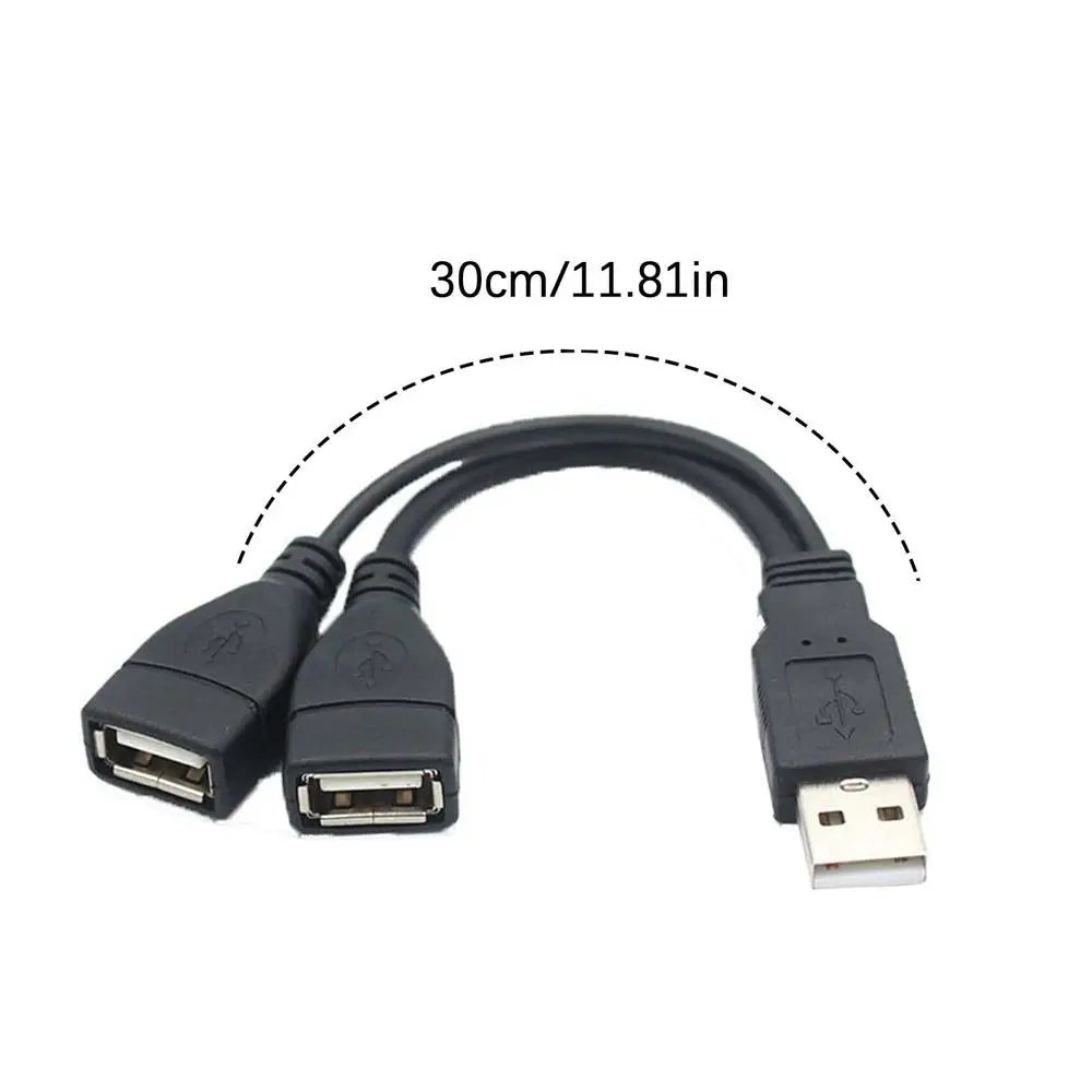 USB 2.0 Y Splitter Cable – 1 to 2 Port, 480Mbps Data Transfer USB Splitter Cable Qst Black