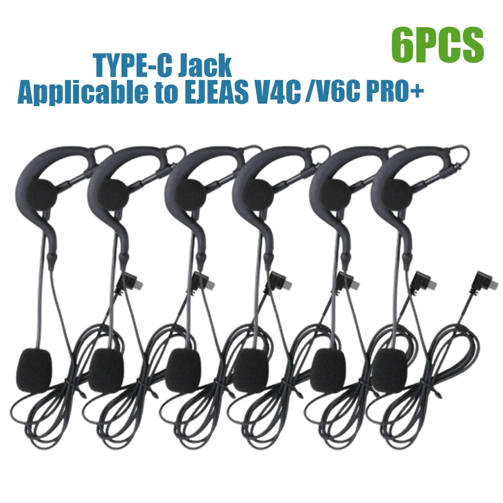 EJEAS V6C V4C Plus Referee Earhook Headset – Type-C Full Duplex Referee Intercom Headset Qst 6PCS