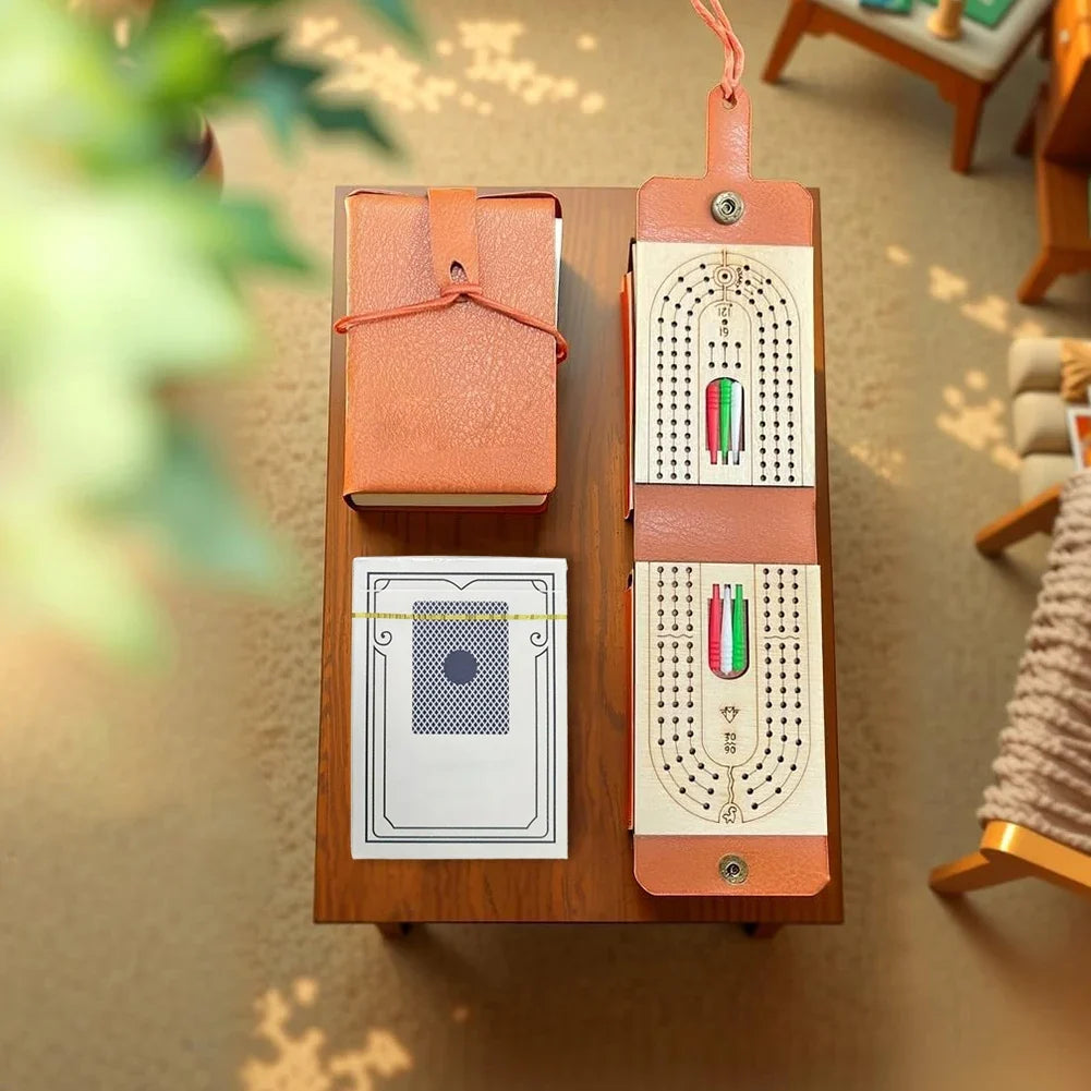 Traditional Wooden Cribbage Board Game Set – 6 Pegs & Cards Cribbage Board Game Qme