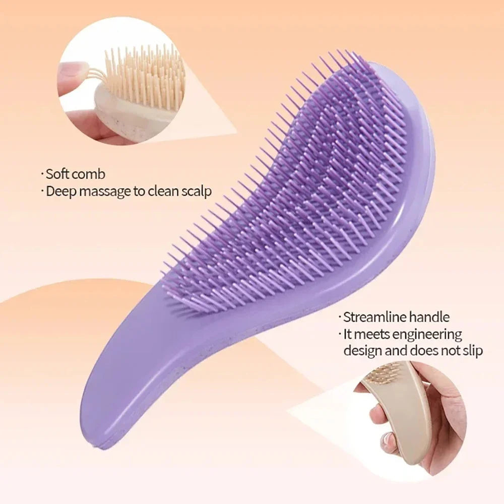 Wheat Straw Detangling Hairbrush – Soft Silicone Wide Tooth Detangling Hairbrush Qme