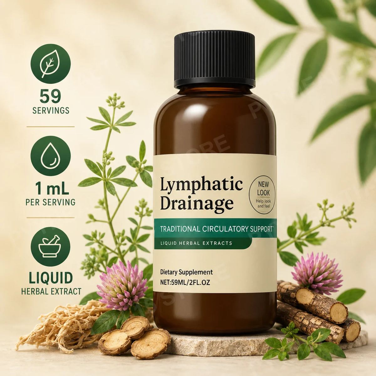 Lymphatic Drainage Drops 59ml – 4 Herbal Extracts Wellness Herbal Wellness Drops Qst