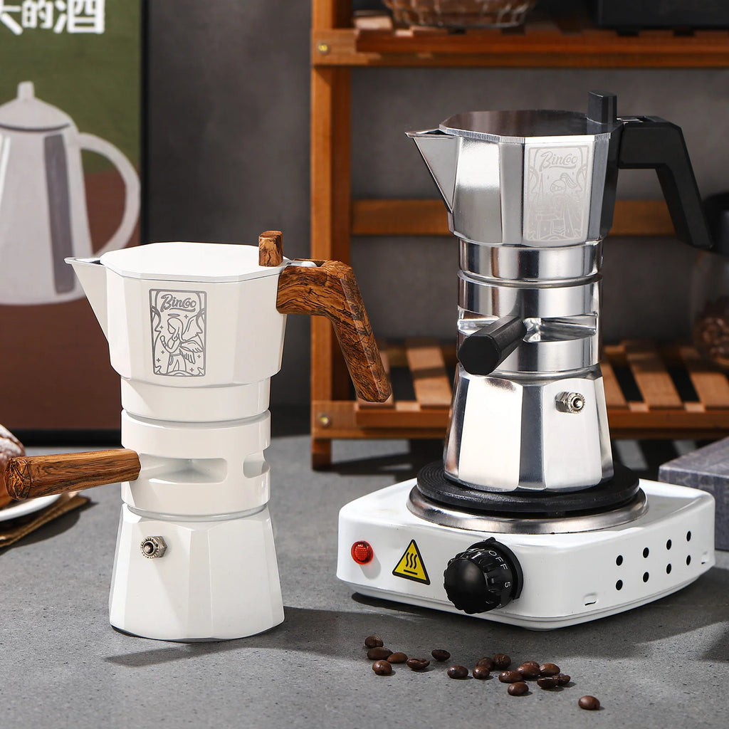 Bincoo Dual Valve Moka Pot – Portable Espresso Coffee Maker Stovetop Moka Pot Qst Green