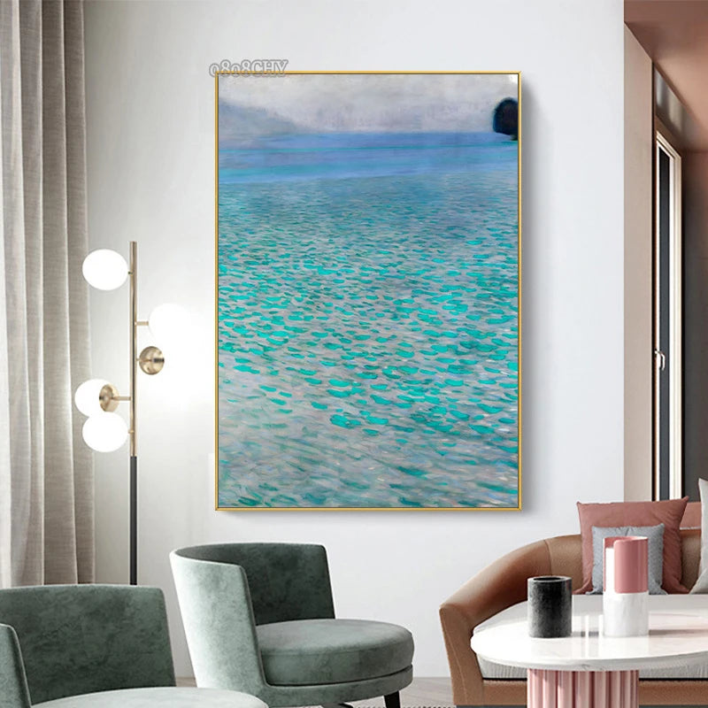 Gustav Klimt Flower Garden Canvas Print – Nordic Wall Art Canvas Wall Art Qst