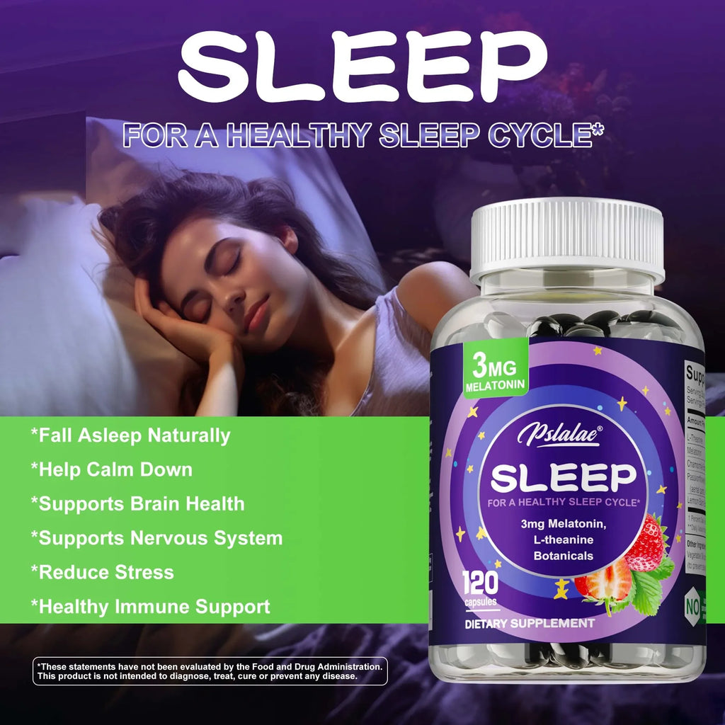 Pslalae Melatonin & L-Theanine Sleep Supplements | 3mg Sleep Supplement Qst