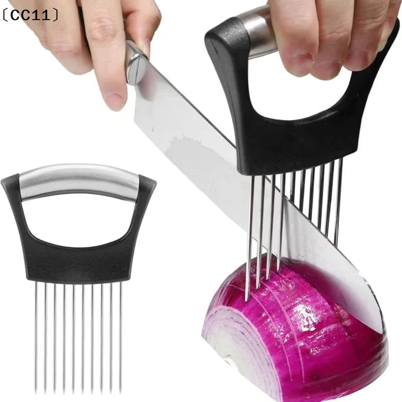 Stainless Steel Onion & Tomato Slicer Holder Kitchen Tool Vegetable Slicer Holder Qme