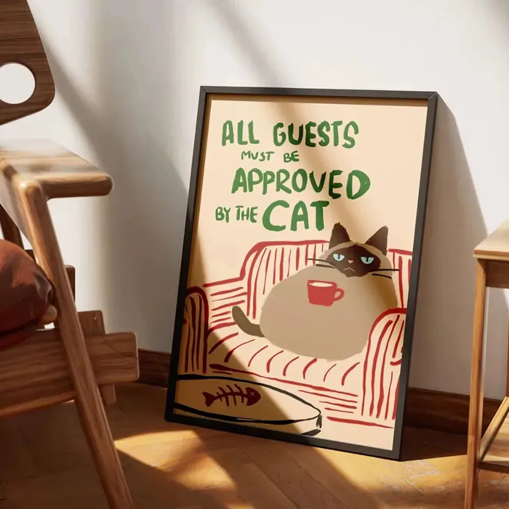 Funny Cat Approval Canvas Poster | Pet Lover Wall Art Canvas Wall Poster Qst