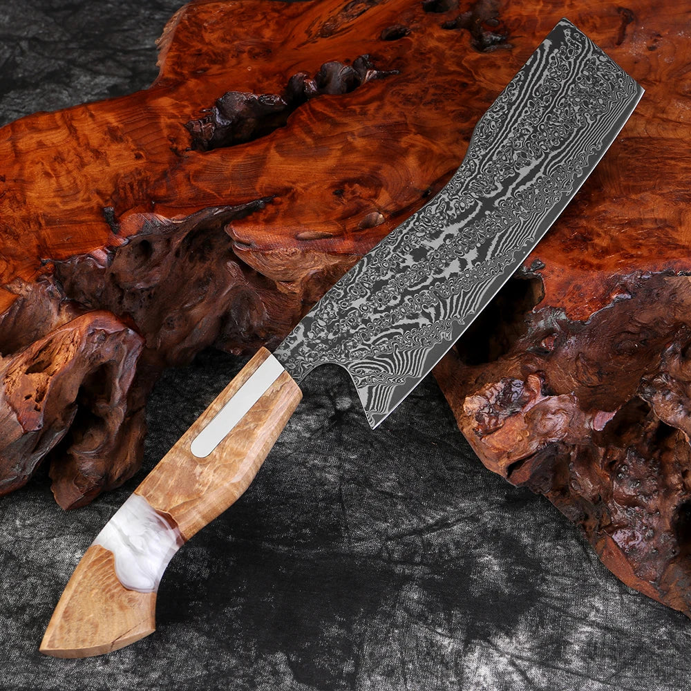 7" Japanese Nakiri Knife – 67-Layer Damascus Steel | XITUO Damascus Nakiri Knife Qst