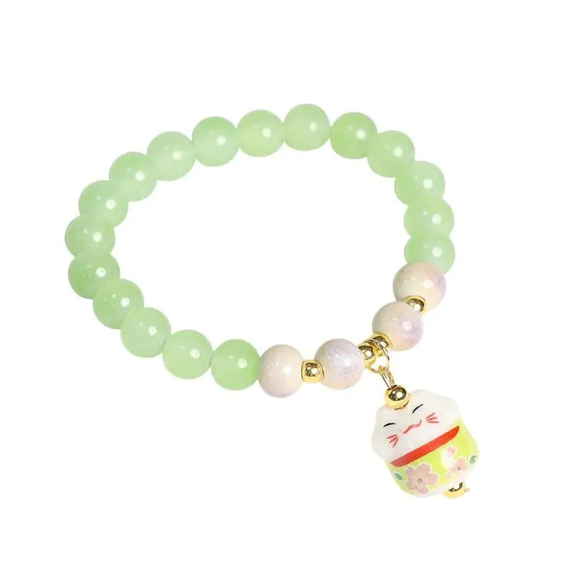 Boho Fortune Cat Charm Bracelet – Stretch Wire Couple Jewelry Charm Bracelet Qme