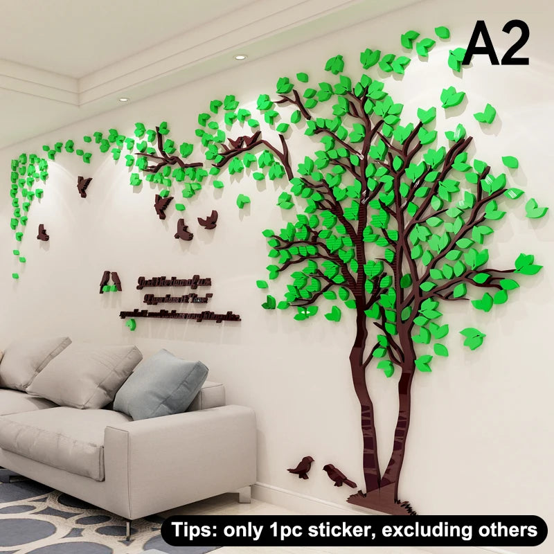 3D Acrylic Tree Wall Stickers – Self-Adhesive Wall Decal