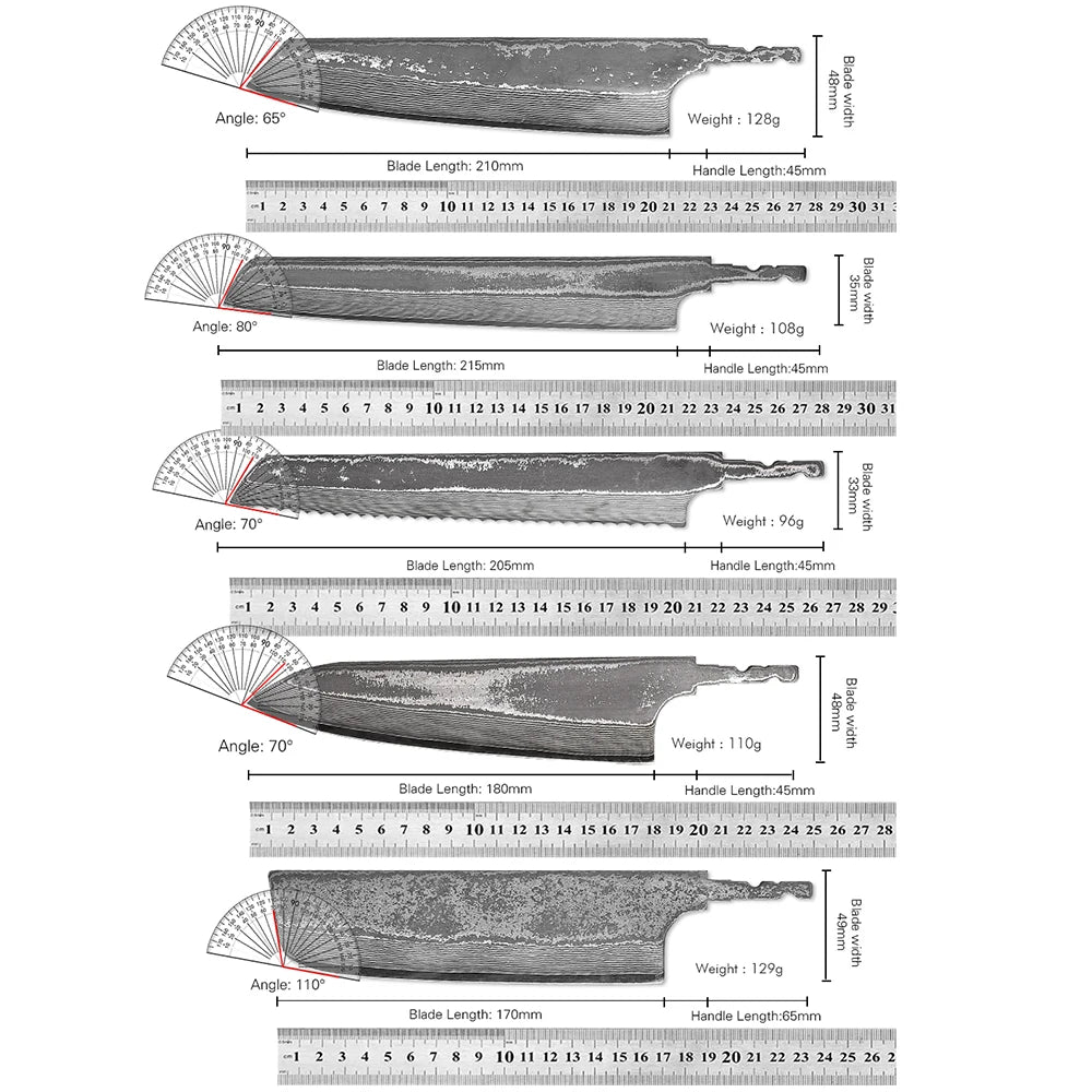 F.YOUNG VG10 Damascus Steel Knife Blank Blade – DIY Full Tang Knife Blank Blade Qst