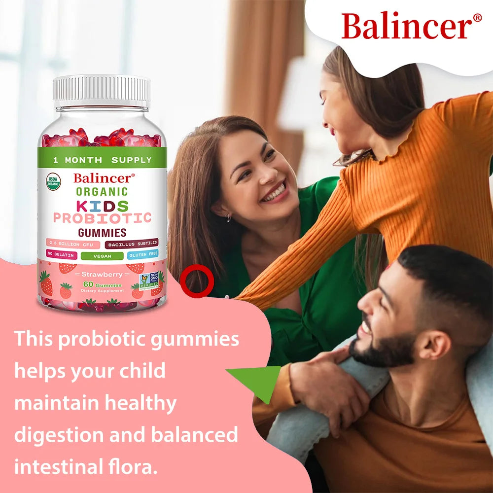 DETOXXTRA Kids Organic Probiotic Gummies – Strawberry 60ct Kids Probiotic Gummies Qst