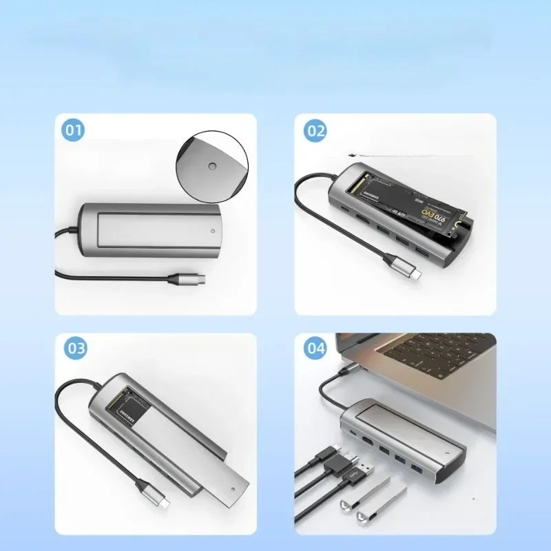 USB Hub M.2 SSD Dock with Type-C & HDMI for MacBook USB-C Docking Station Qme