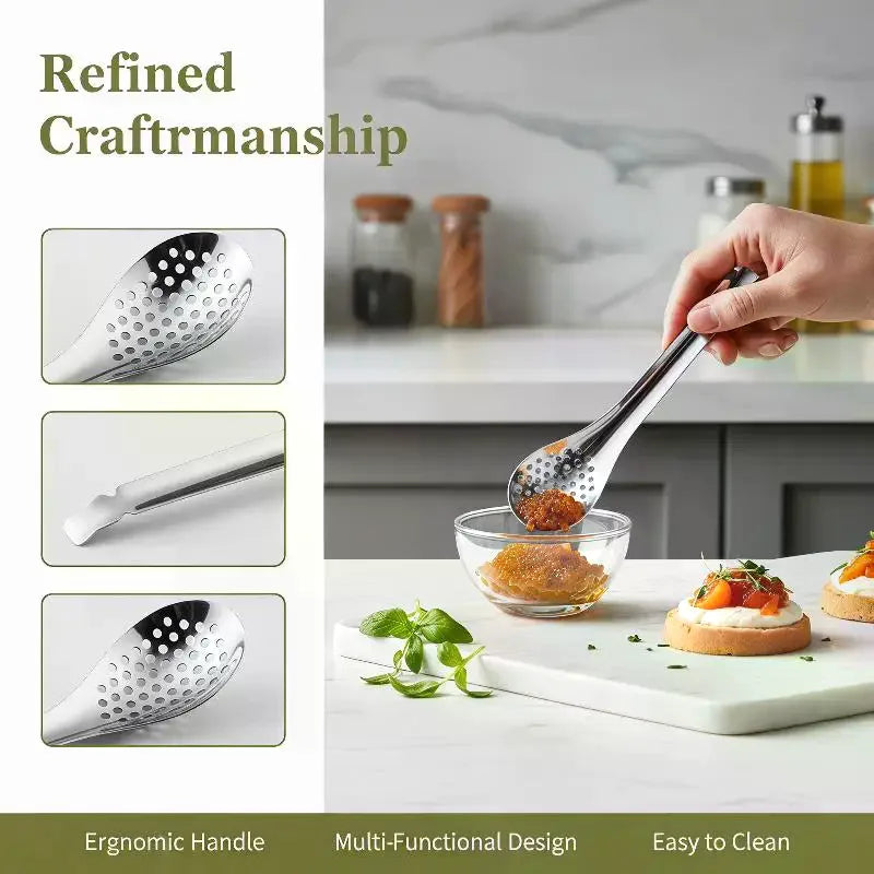 Stainless Steel Strainer Spoon | Perforated Caviar & Kitchen Spoon Strainer Spoon Qme