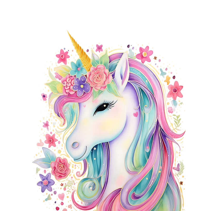 Unicorn Pastel Rainbow Canvas Wall Art – Nursery & Kids Room Canvas Wall Art Qst Light Grey 50x70cm Unframed