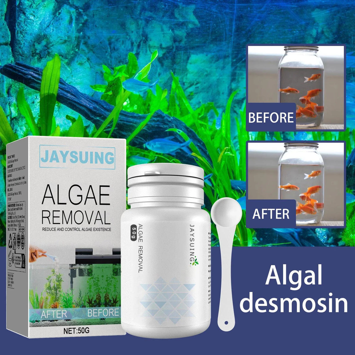 Aquarium Algae & Moss Remover – Clears Green Water Fast Aquarium Water Treatment Qme