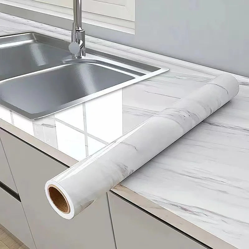 Marble PVC Self-Adhesive Wall Sticker – Waterproof & Oil-Resistant Peel & Stick Wallpaper Qme