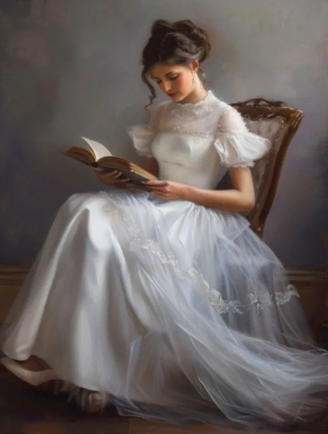 Vintage Female Reading Canvas Wall Art Print | Home Décor Canvas Wall Art Print Qst