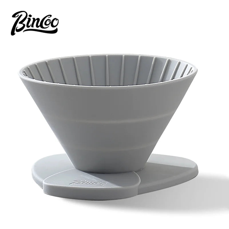 BINCOO Collapsible Silicone V60 Pour Over Coffee Dripper Pour Over Dripper Qst Light Grey