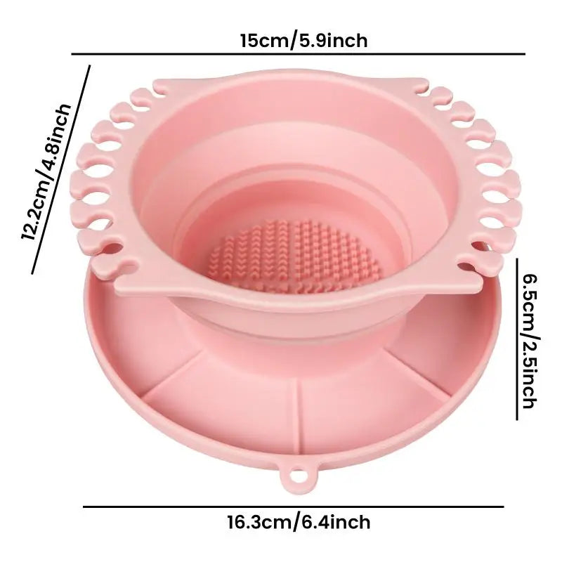 3-in-1 Silicone Makeup Brush Cleaner Bowl & Holder | Qme Makeup Brush Cleaner Qme Pink