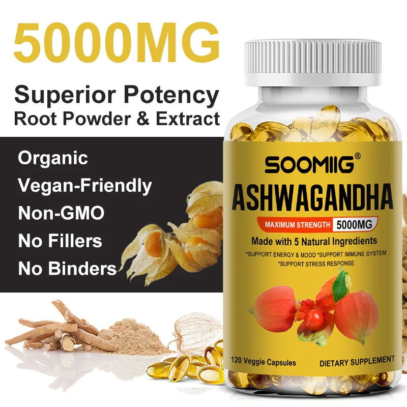 Organic Ashwagandha Capsules – NON-GMO Vegan Supplement Herbal Supplement Qst