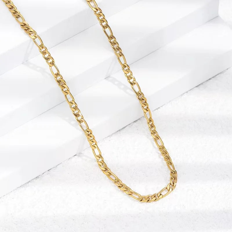 18K Gold Filled Sideways Chain Necklace for Men & Women Gold Chain Necklace Qme