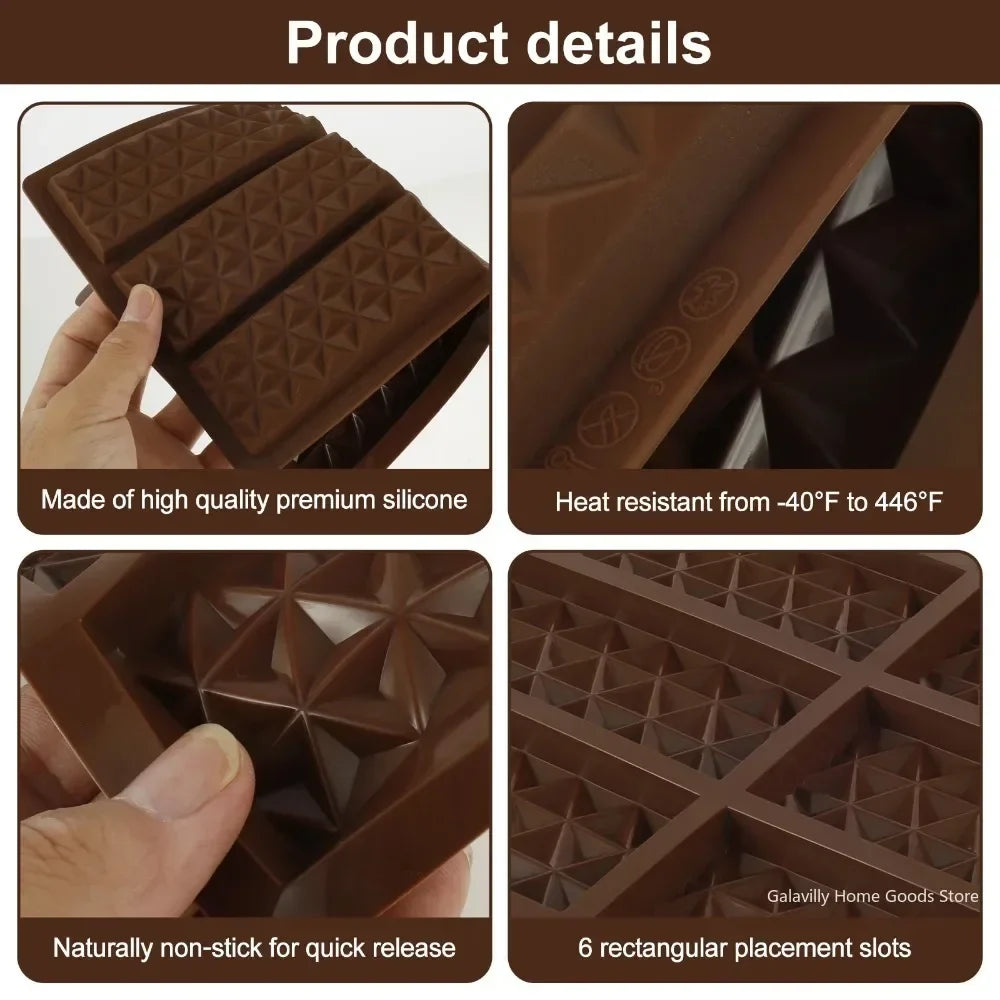 6-Hole Silicone Chocolate Bar Mold – Knafeh & Pistachio Silicone Baking Mold Qme