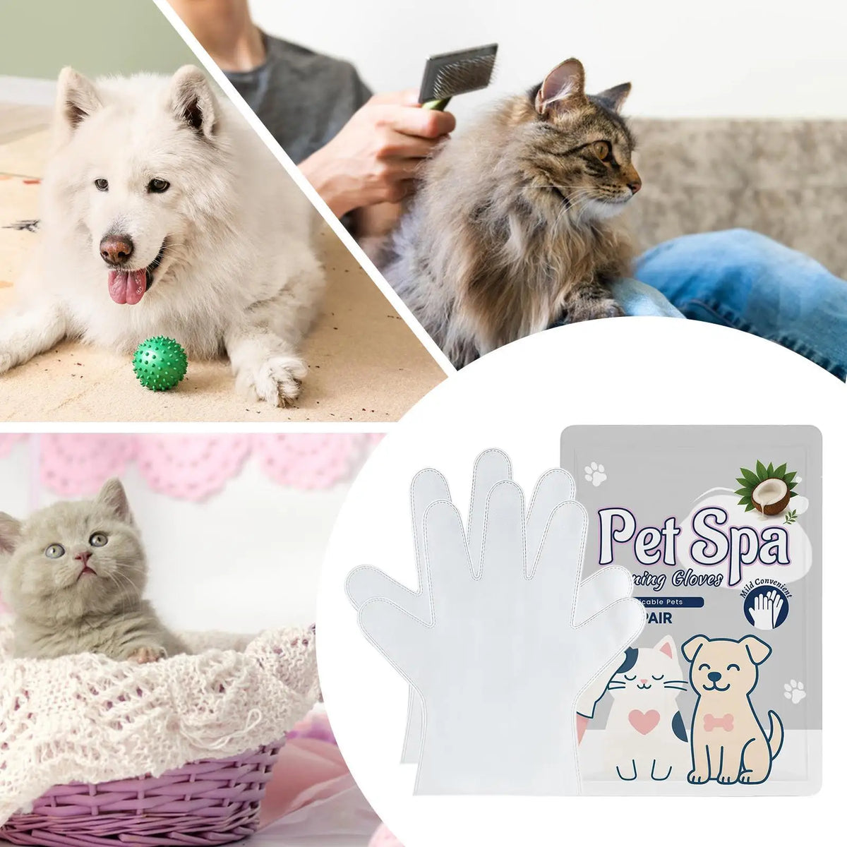 Pet Grooming Gloves – Shedding Control & Daily Cleaning, 1 Pair Pet Grooming Gloves Qme