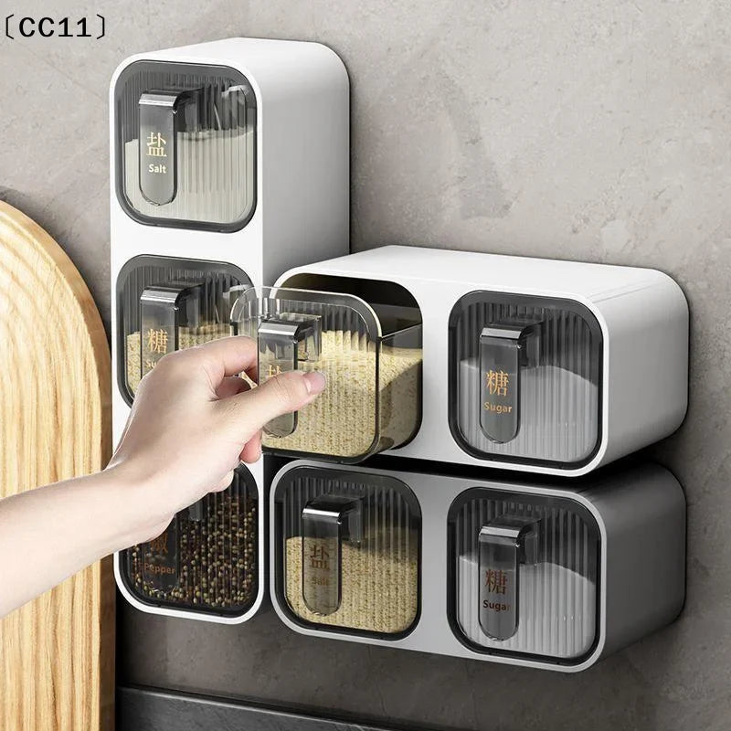 Wall-Mounted Multi-Spice Box Kitchen Organizer | ABS Rack Spice Box Organizer Qme