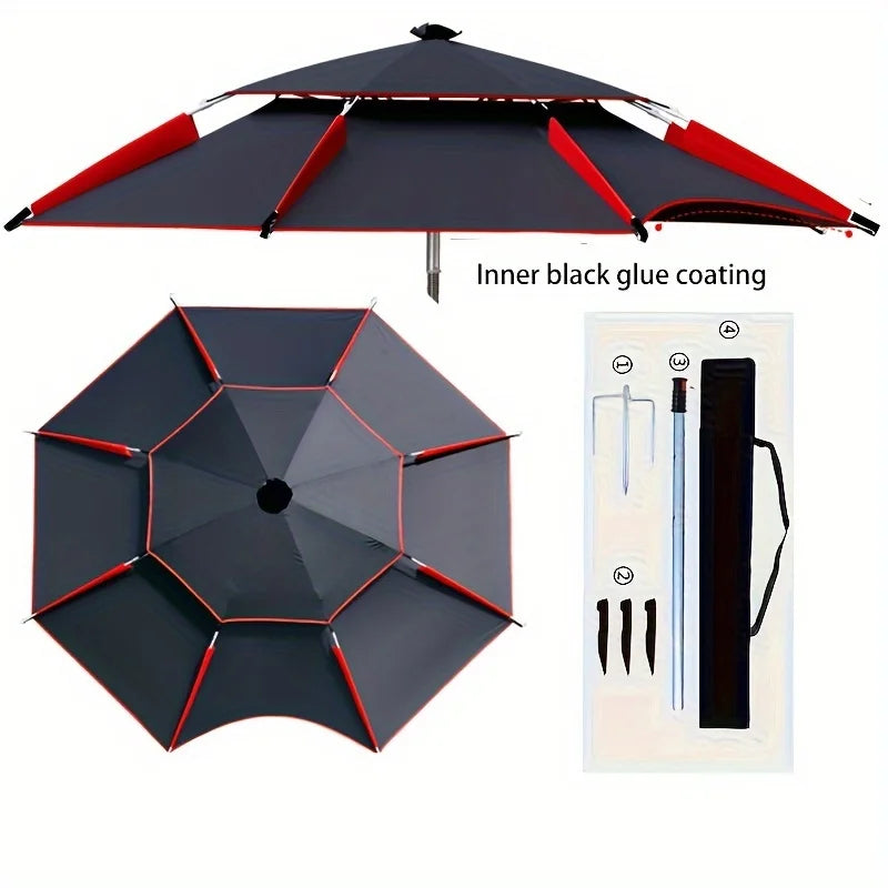 Heavy Duty UV Fishing Umbrella – Tilt, Wind Resistant | Qme Fishing Umbrella Qme Black 2.2 meters