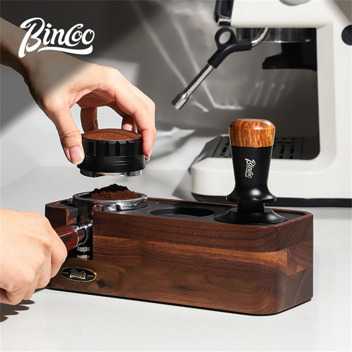 Bincoo Wooden Espresso Tamping Stand Set – 51/58mm Tamper Kit Espresso Tamping Set Qst