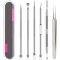 Stainless Steel Comedone Extractor & Blackhead Remover Tool Set Skin Care Tool Set Qme Silver 6Pcs