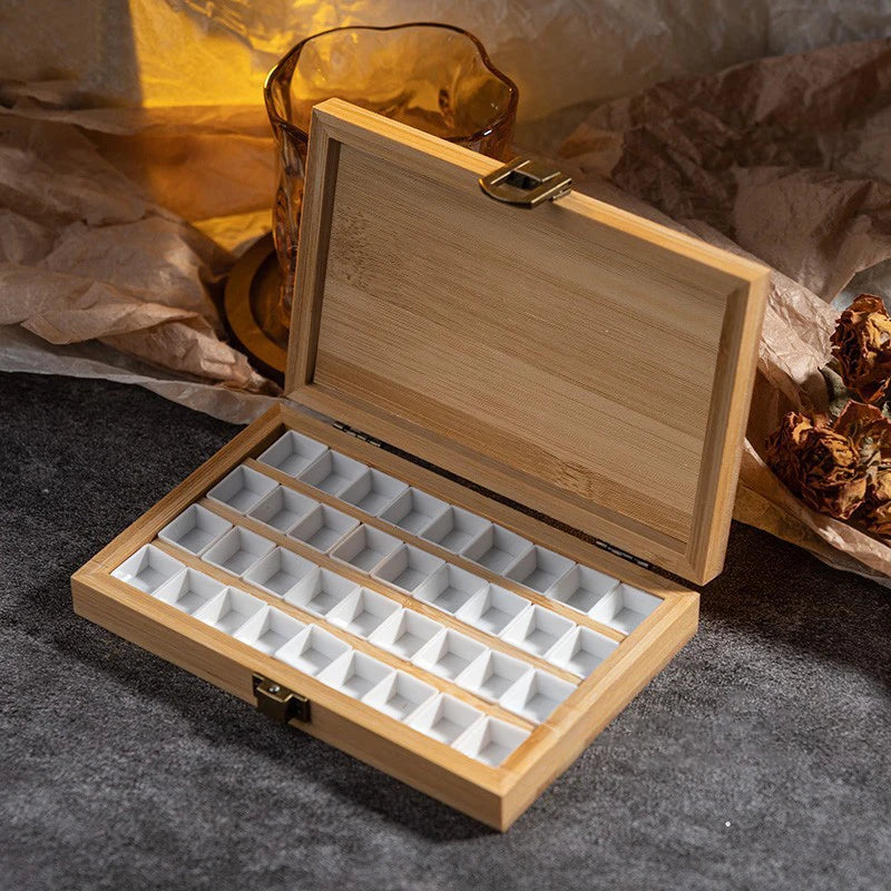 Bamboo Nail Polish Storage Box – 24/36/42/48 Grid Organizer Nail Polish Organizer Qst