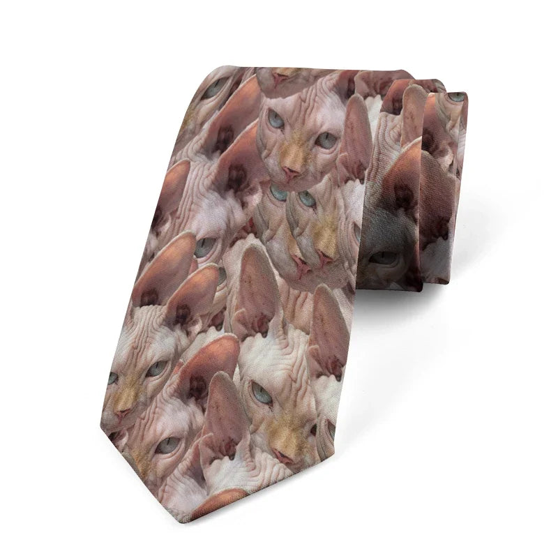 Cute Funny Cat Necktie – 3D Cartoon Print Fashion Tie Novelty Necktie Qme style4