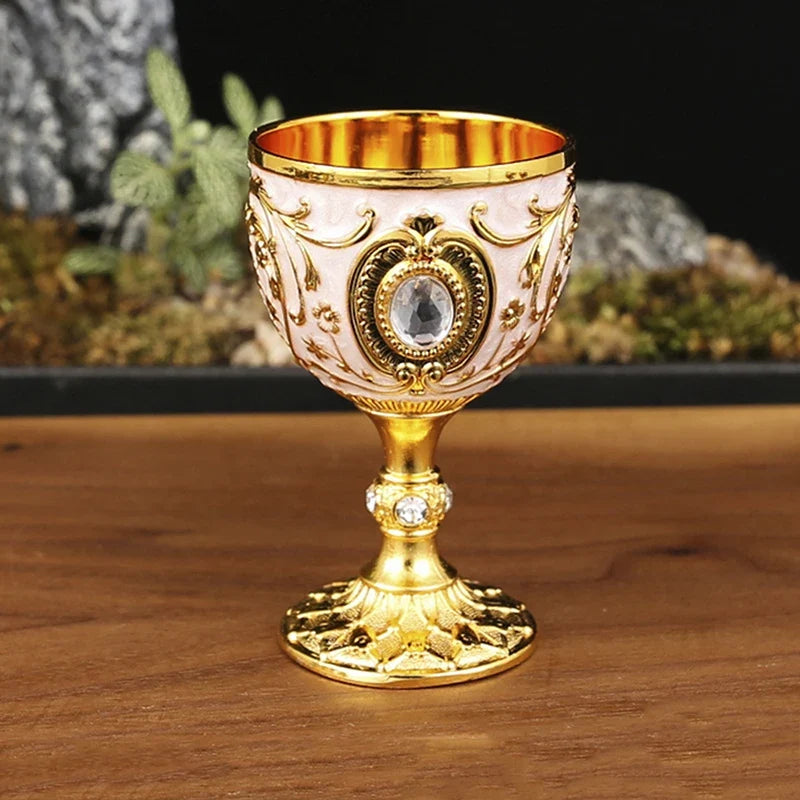 Vintage Embossed Metal Chalice Goblet – Wine & Décor Cup Decorative Chalice Goblet Qme A1