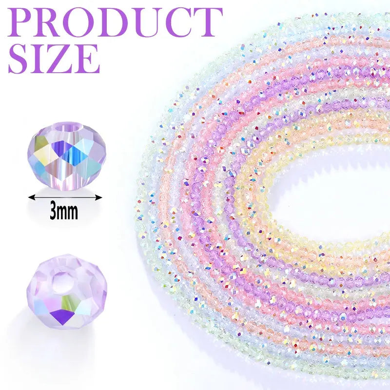 Faceted AB Crystal Glass Rondelle Beads – 110pcs per Strand Jewelry Making Beads Qme