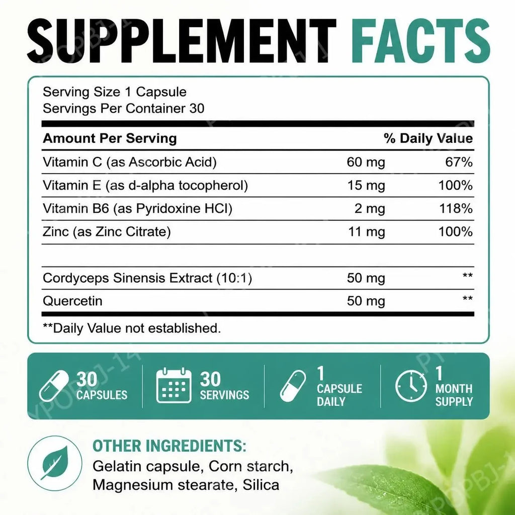 Googeer Lung Support Capsules – Cordyceps, Quercetin, Zinc, Vitamins Herbal Supplement Capsules Qst