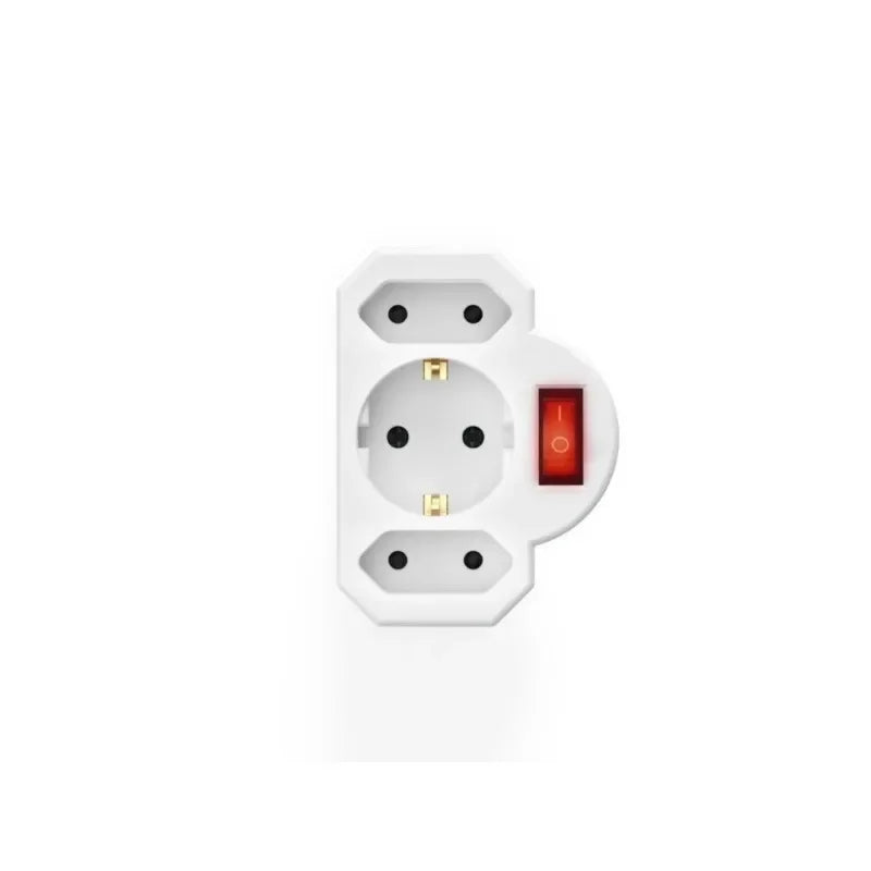 1-to-3 Euro Plug Adapter with Switch | German Schuko Standard Plug Adapter Converter Qme