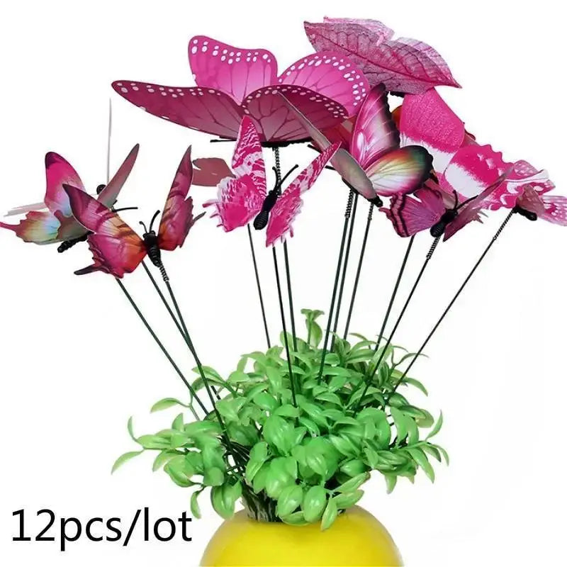Colorful Butterfly Garden Stakes – Set of 2 | 6 Colors Garden Decorative Stakes Qme