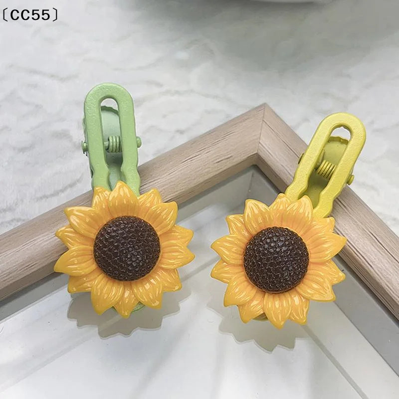 Sunflower Cartoon Hairpin Set – Sweet Fringe Clips for Girls 5pcs Hair Clips Set Qst