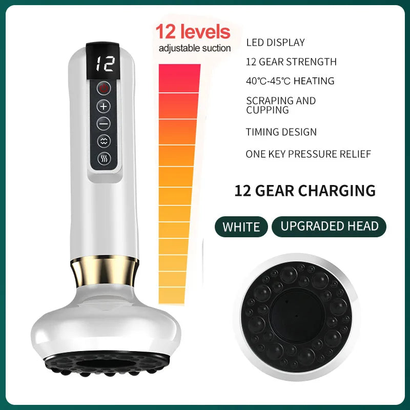Electric Vacuum Cupping Device with Heating | Smart Negative Pressure Electric Cupping Device Qst 12 Gear white