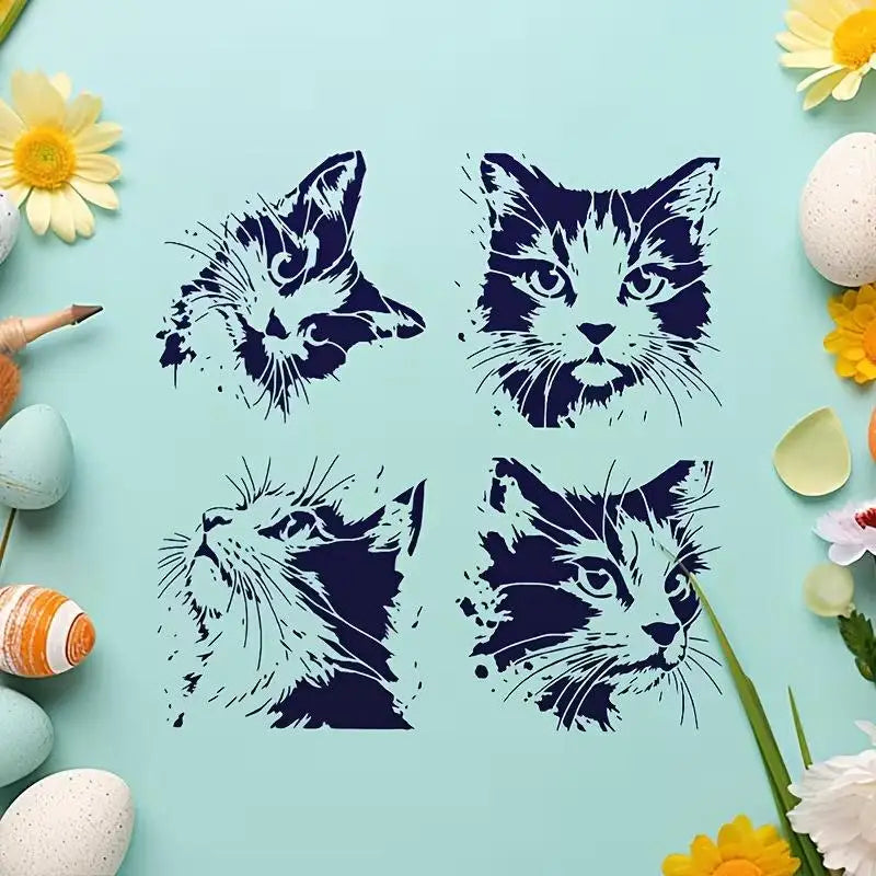 Reusable Cat Painting Stencils – Hollow Kitten Pattern Molds Painting Stencils Qme